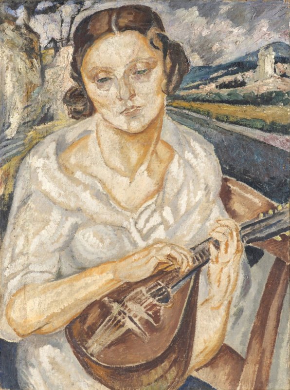 Mela Muter, "Autoportret z mandoliną", ok. 1940. Kolekcja Bolesława i Liny Nawrockich. Fot. Piotr Jamski